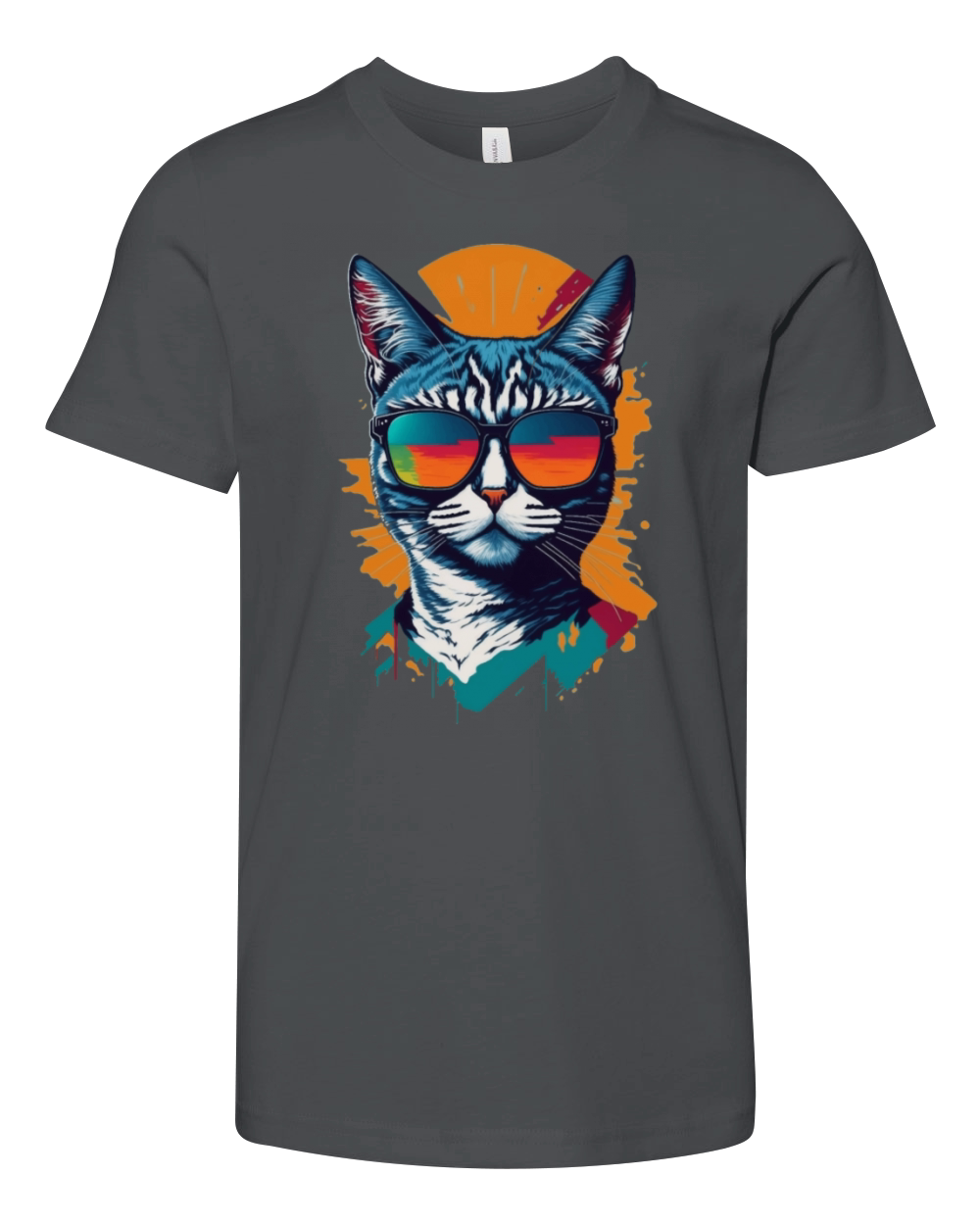 Vintage Vibes and Feline Flair Retro Cool Cat Youth Unisex Jersey Tee