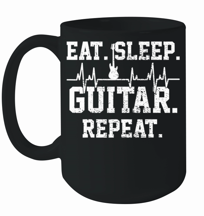 Guitar Music Player Vintage Heartbeat Ceramic Mug