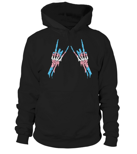 Transgender Pride Trans Flag Devil Horn Skeleton Hoodie Unisex