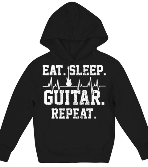 Guitar Music Player Vintage Heartbeat Kids Hoodie