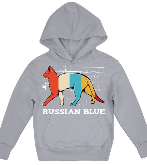 Russian Blue Retro Style Cat Vintage Kitty Kids Hoodie