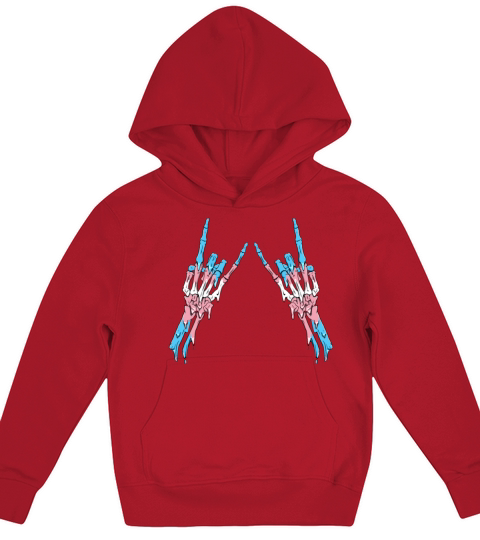 Transgender Pride Trans Flag Devil Horn Skeleton Kids Hoodie