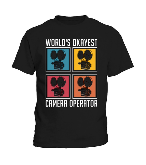 Camera Operator Worlds Okayest Retro Filmmaking Kids T-Shirt