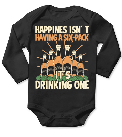 Funny Beer Drinker Saying Happy Six Pack Long Sleeve Baby One-Piece