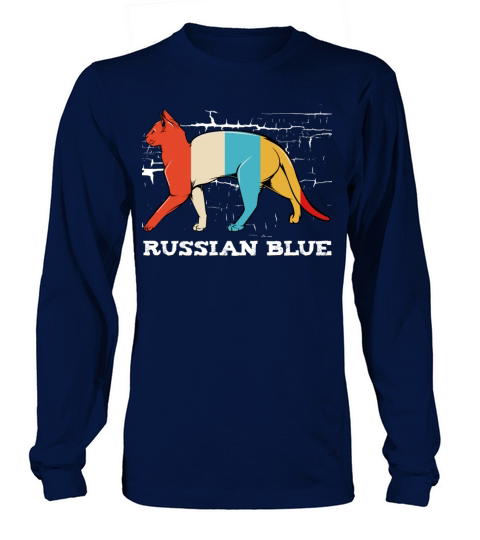 Russian Blue Retro Style Cat Vintage Kitty Long sleeved Unisex