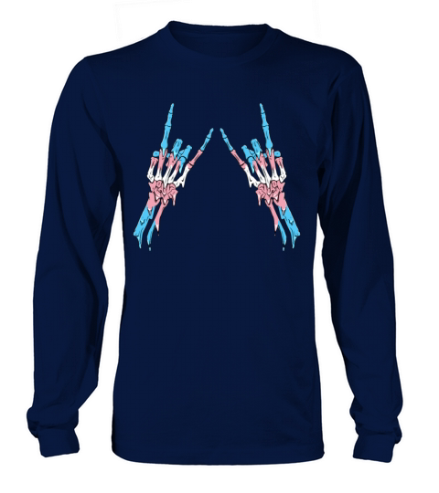 Transgender Pride Trans Flag Devil Horn Skeleton Long sleeved Unisex