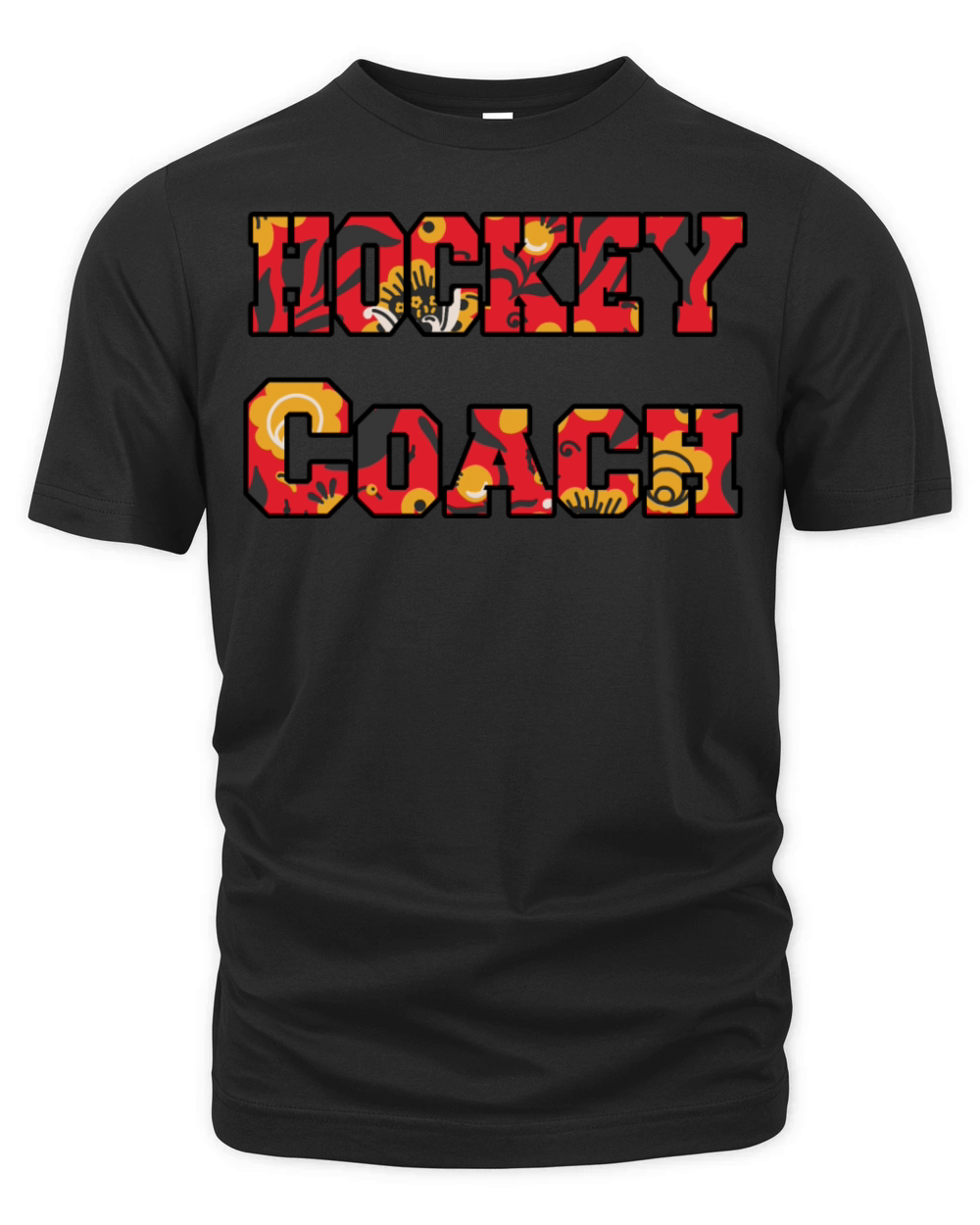 Hockey Coach red floral Organic Unisex T-shirt