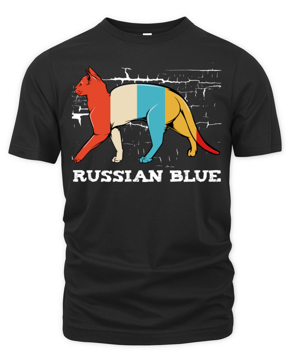 Russian Blue Retro Style Cat Vintage Kitty Organic Unisex T-shirt