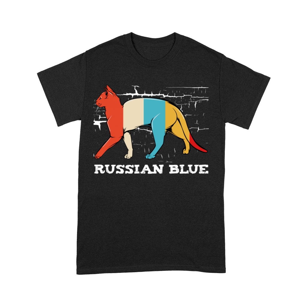 Russian Blue Retro Style Cat Vintage Kitty Premium T-shirt