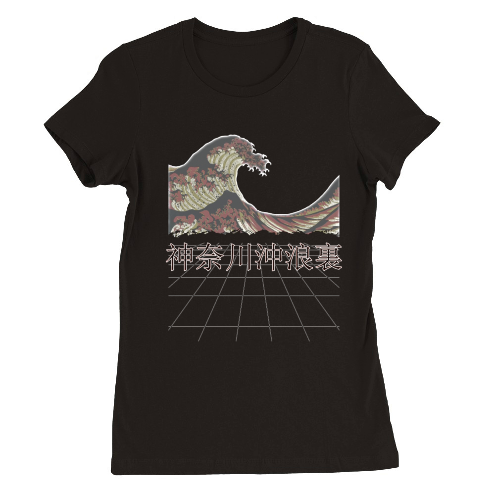 Japanese Vintage Retro Great Wave off Kanagawa Premium Womens Crewneck T-shirt