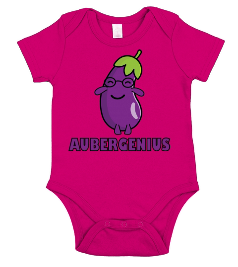 Funny Purple Eggplant Aubergine Genius Short Sleeve Baby One-Piece