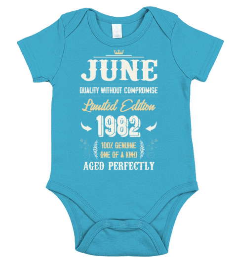 June 1982 Vintage Birthday Present Short Sleeve Baby One-Piece