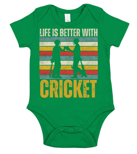 Retro Sunset Cricket Quotes For Cricket Sport Fans Short Sleeve Baby One-Piece