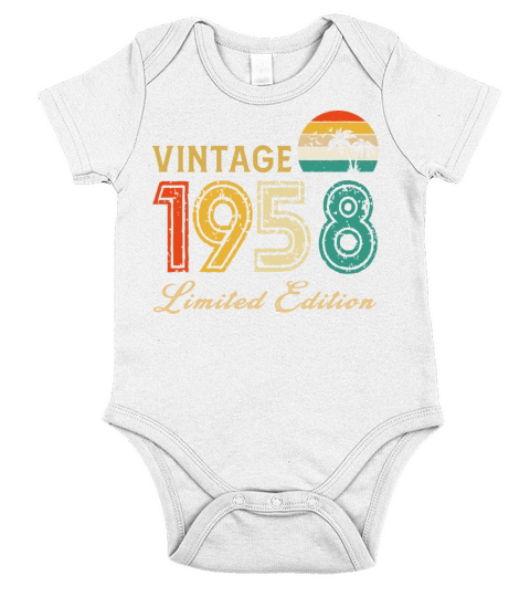 Vintage 1958 Limited Edition Made In 1958 Birthday Short Sleeve Baby One-Piece