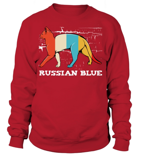 Russian Blue Retro Style Cat Vintage Kitty Sweatshirt Unisex