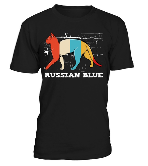 Russian Blue Retro Style Cat Vintage Kitty T-Shirt Unisex