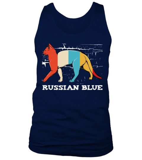 Russian Blue Retro Style Cat Vintage Kitty Tank Top Unisex