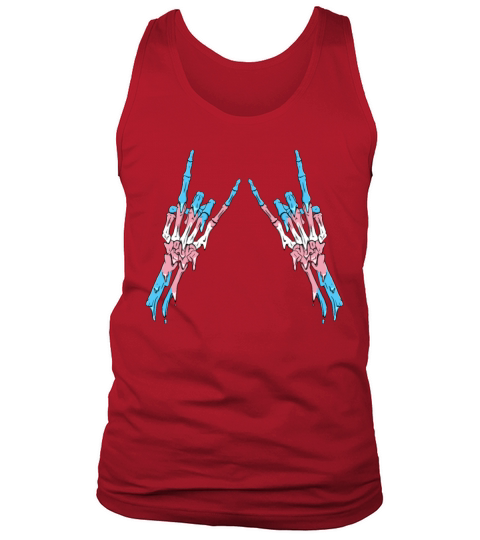 Transgender Pride Trans Flag Devil Horn Skeleton Tank Top Unisex