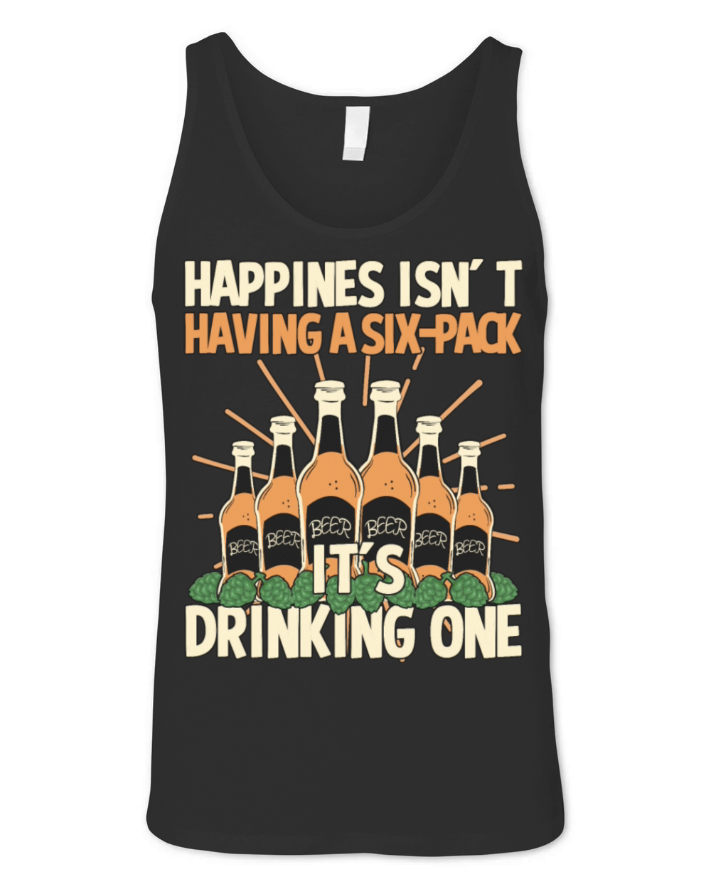 Funny Beer Drinker Saying Happy Six Pack Unisex Jersey Tank