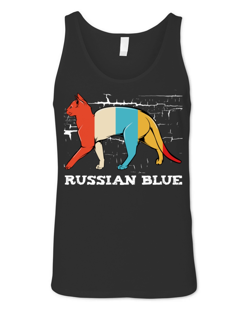 Russian Blue Retro Style Cat Vintage Kitty Unisex Jersey Tank