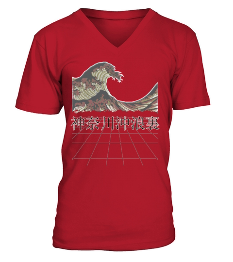 Japanese Vintage Retro Great Wave off Kanagawa V-Neck T-shirt
