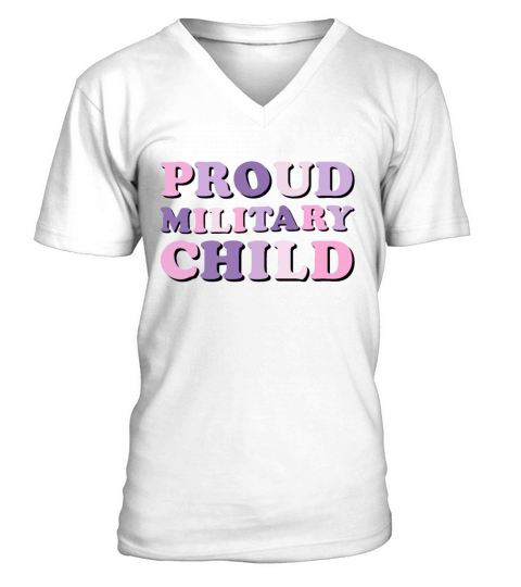 Proud Military Child Groovy purple up For V-Neck T-shirt