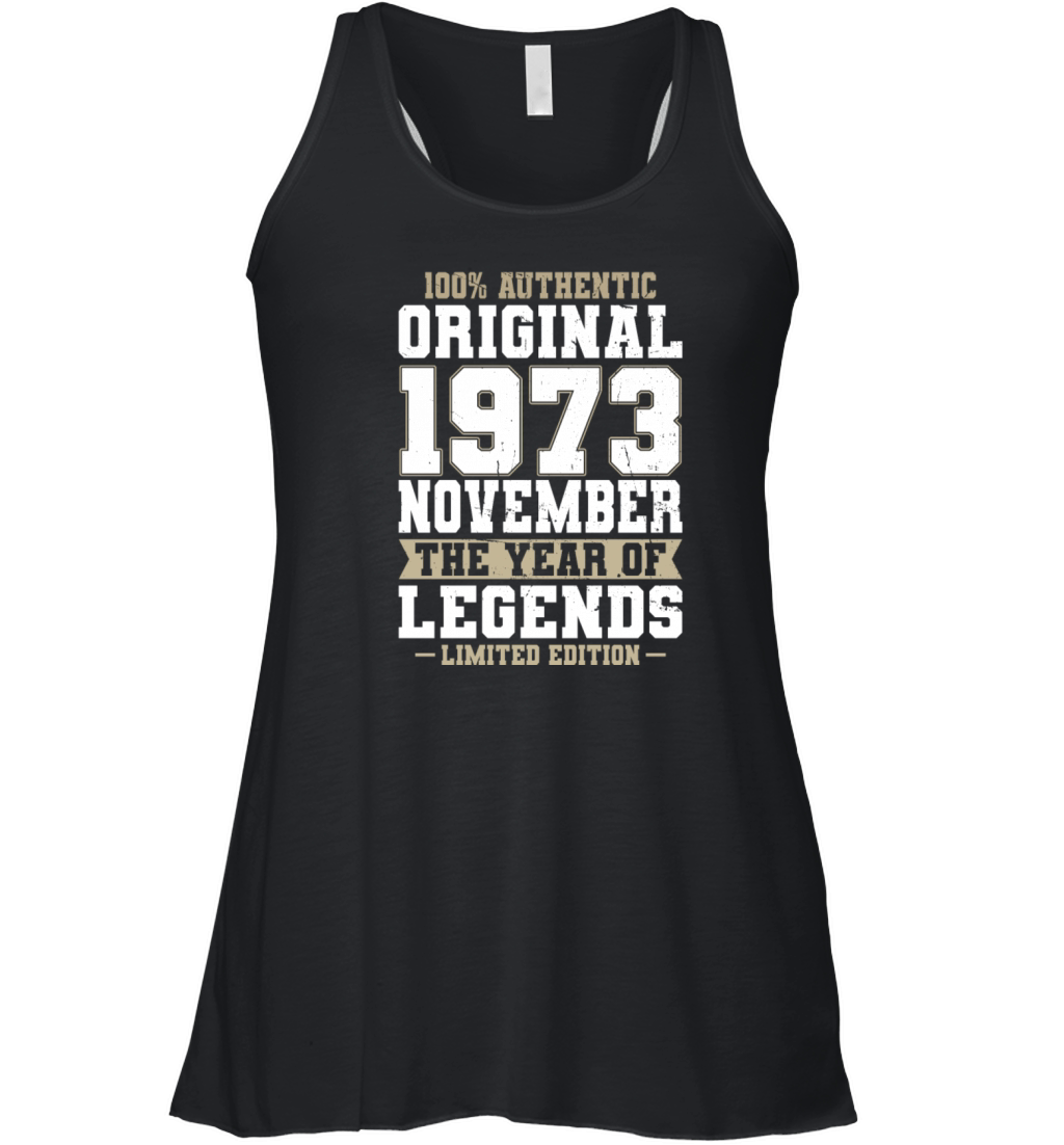 50th birthday november 1973 original 1973 Women's Flowy Tank Top