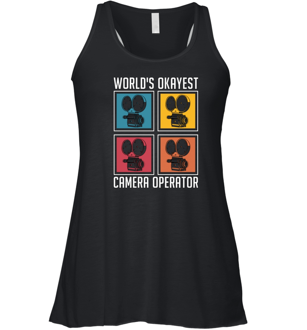 Camera Operator Worlds Okayest Retro Filmmaking Women's Flowy Tank Top