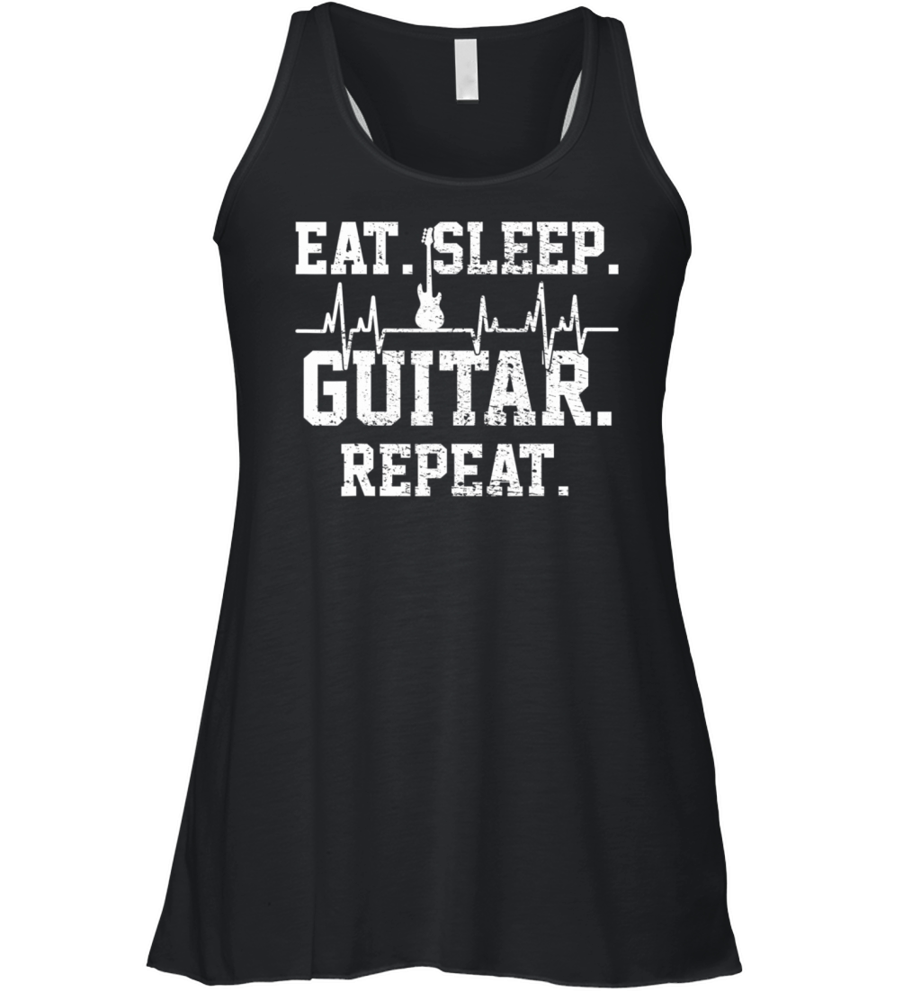 Guitar Music Player Vintage Heartbeat Women's Flowy Tank Top