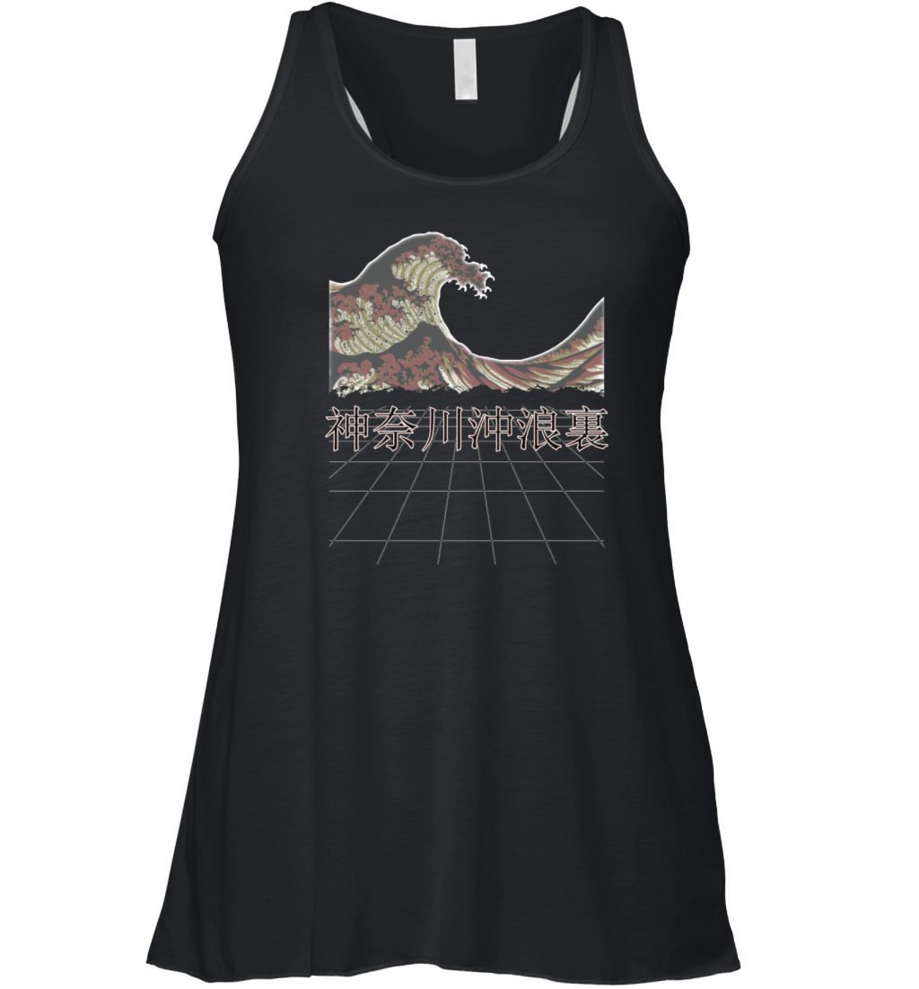 Japanese Vintage Retro Great Wave off Kanagawa Women's Flowy Tank Top