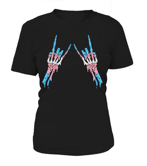 Transgender Pride Trans Flag Devil Horn Skeleton Women's T-Shirt