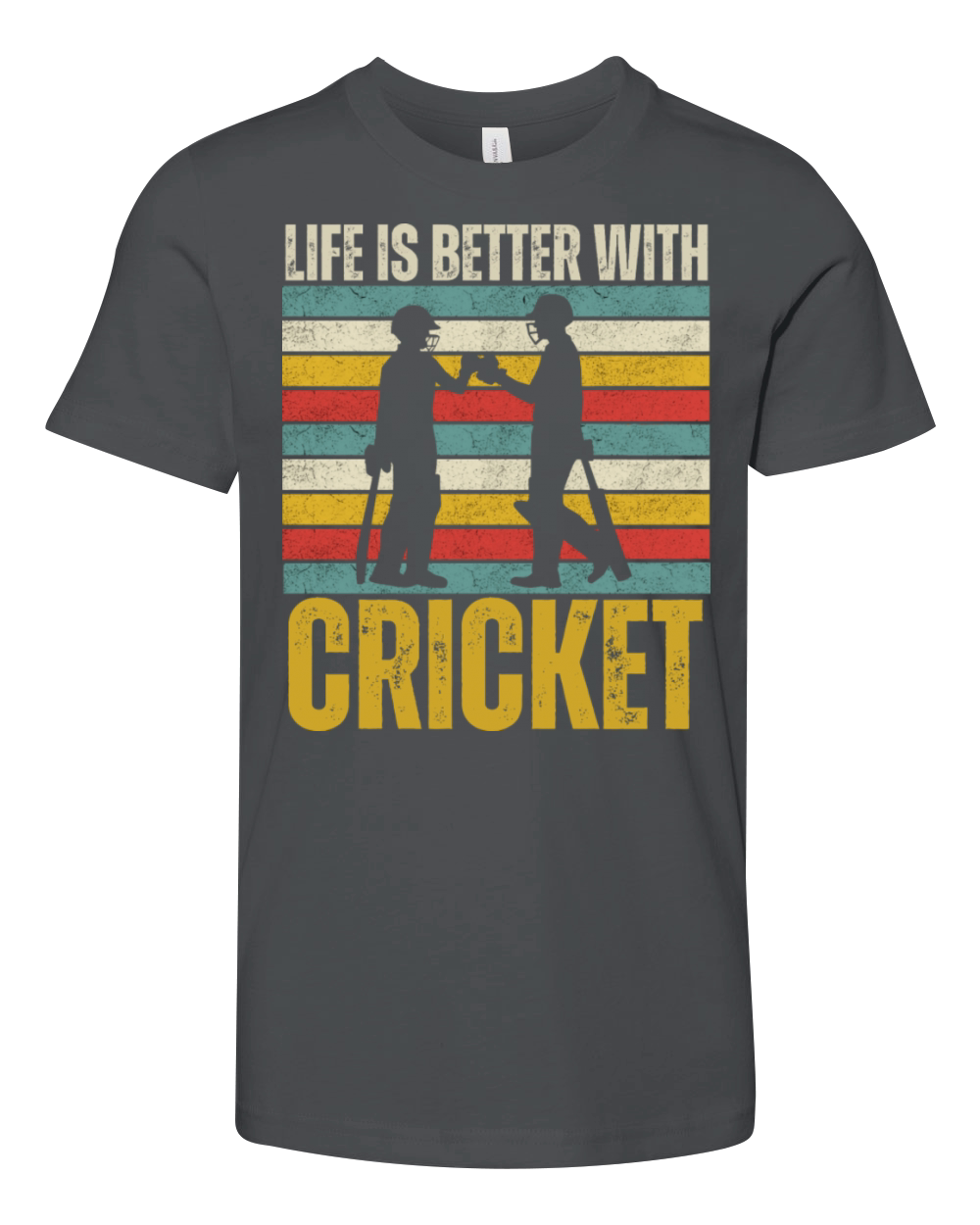 Retro Sunset Cricket Quotes For Cricket Sport Fans Youth Unisex Jersey Tee