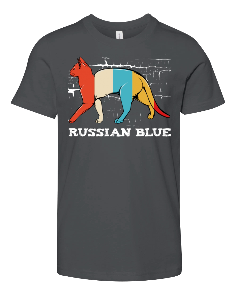 Russian Blue Retro Style Cat Vintage Kitty Youth Unisex Jersey Tee