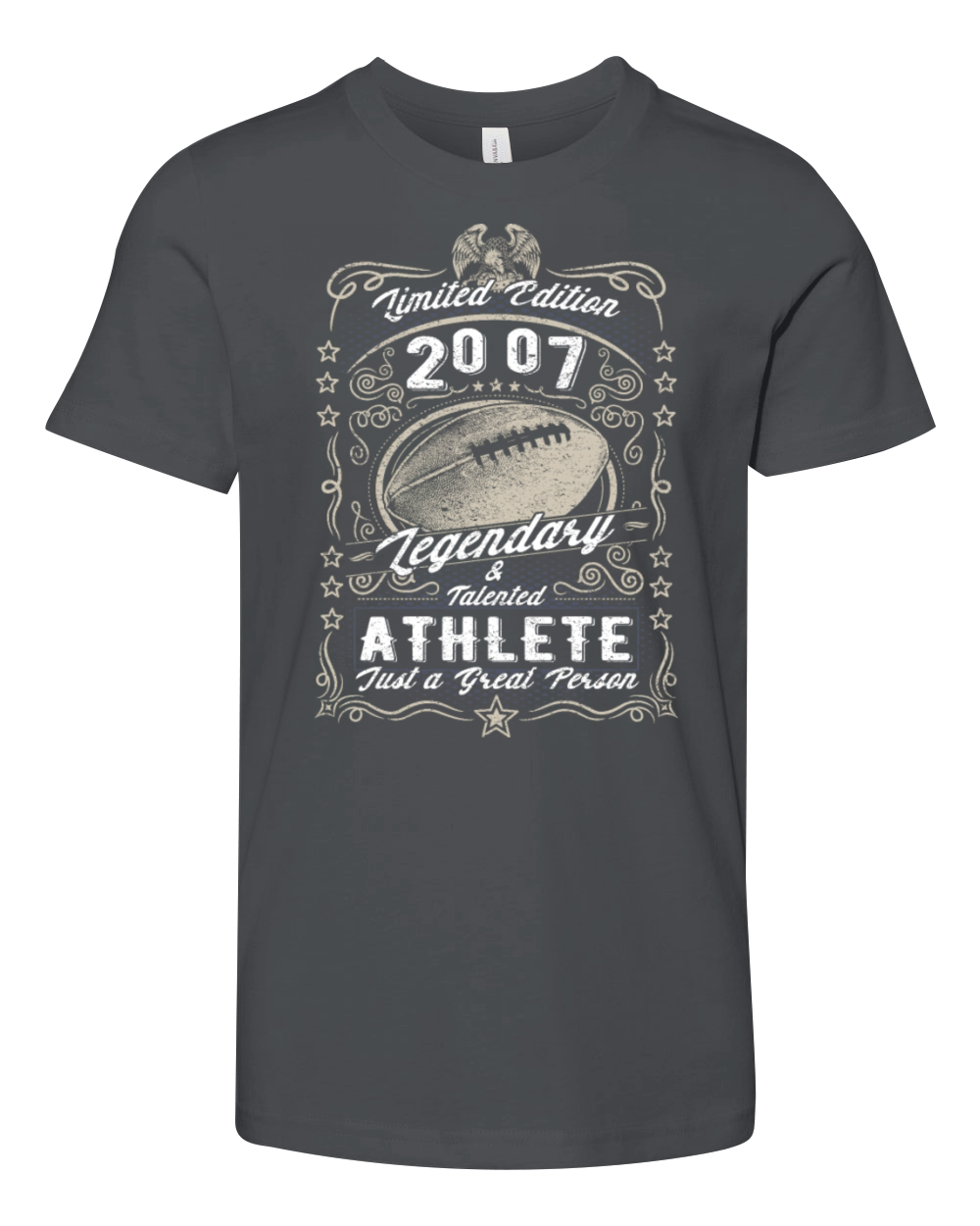 Vintage 2007 Football Birthday Gift Sport Hobby Youth Unisex Jersey Tee