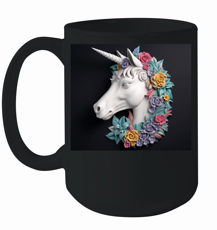 3D Floral Unicorn Tumbler Wrap Ceramic Mug