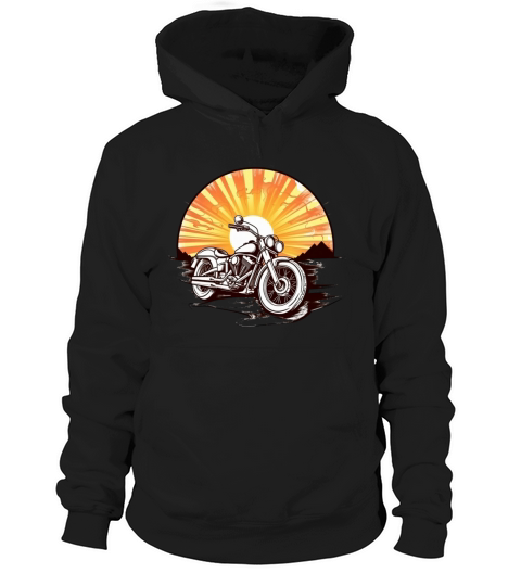 Motorbike in front of a vintage sunset Hoodie Unisex