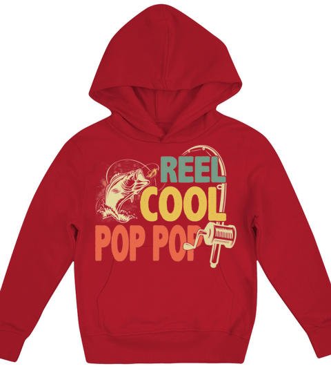 Fathers Day Vintage Reel Cool Pop Pop Kids Hoodie