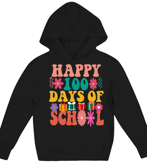 Happy 100 Day Of School Teacher Education Vintage Kids Hoodie