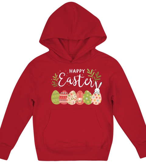 Happy Easter Spring Flowers Bunny Rabbit Egg Hunt Kids Hoodie