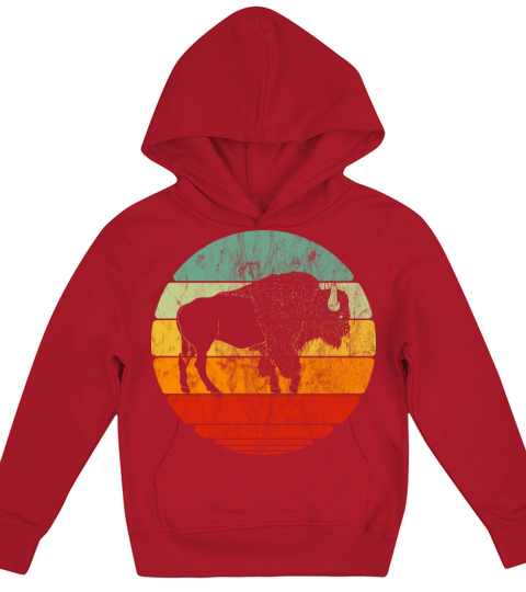 Retro Vintage Bison Kids Hoodie