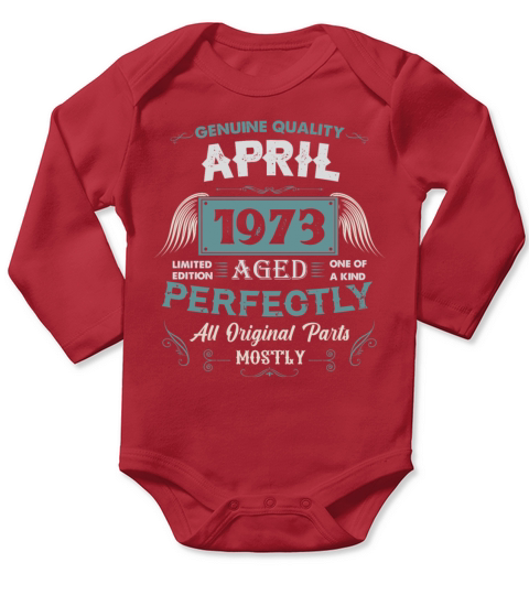 April 1973 Vintage Birthday Present Long Sleeve Baby One-Piece