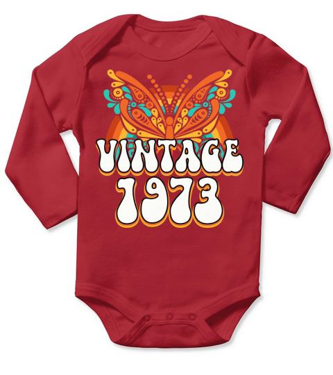 Colorful Retro 50 Years Woman 1973 50th Birthday Long Sleeve Baby One-Piece