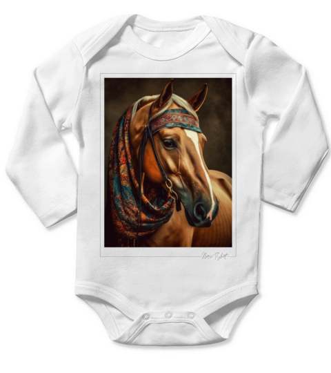 horse vintage style Long Sleeve Baby One-Piece