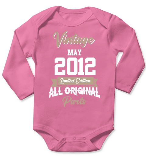 May 2012 Vintage Birthday Present Long Sleeve Baby One-Piece