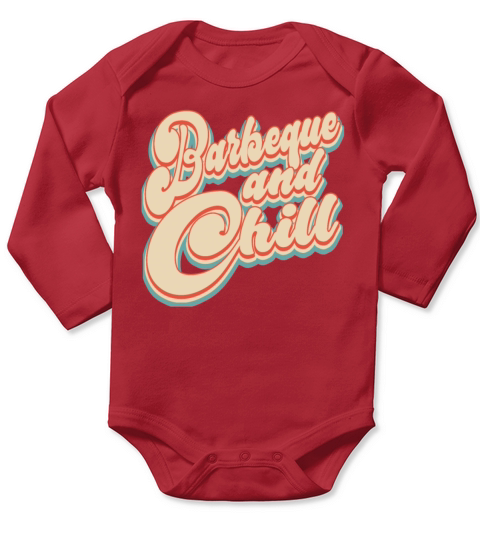 Vintage Barbeque and Chill Patriotic 4th of July Long Sleeve Baby One-Piece