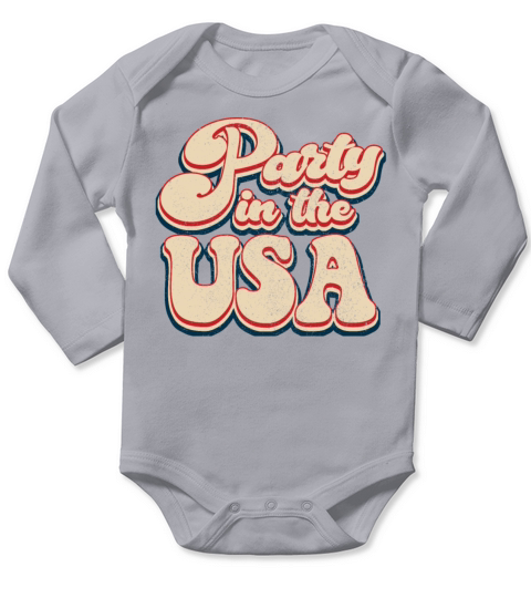 Vintage Classic Party in the USA Patriotic 4th of Long Sleeve Baby One-Piece