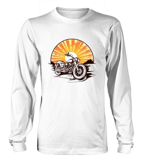 Motorbike in front of a vintage sunset Long sleeved Unisex