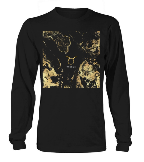 Taurus symbol with gold marble Long sleeved Unisex