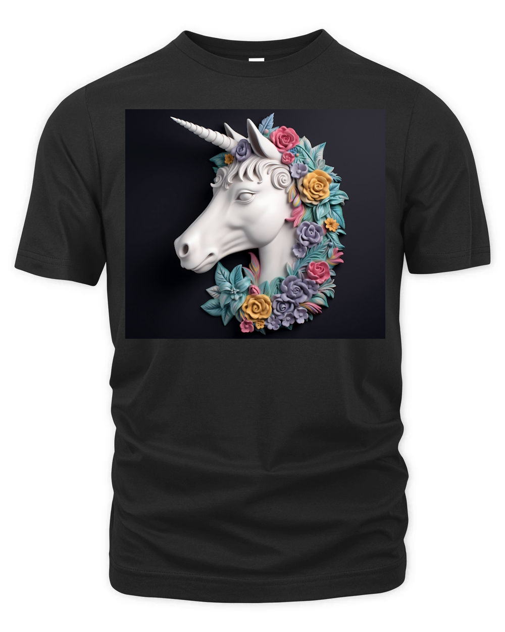 3D Floral Unicorn Tumbler Wrap Organic Unisex T-shirt