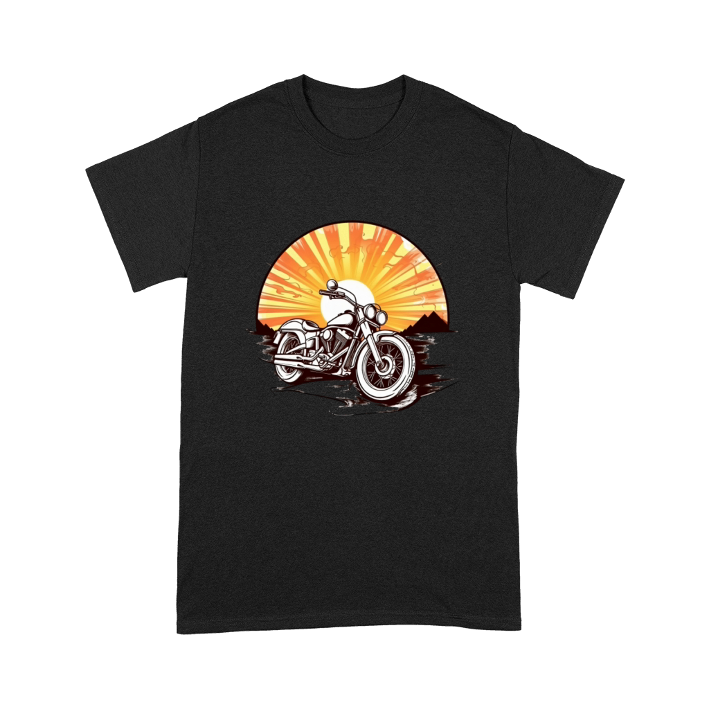 Motorbike in front of a vintage sunset Premium T-shirt